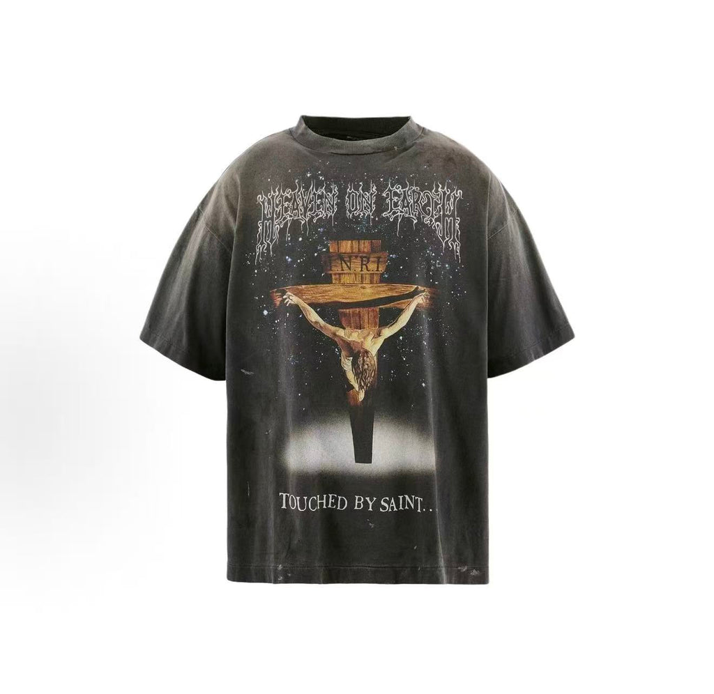 Saint Michael Double‑Sided Religious Print Washed Tee