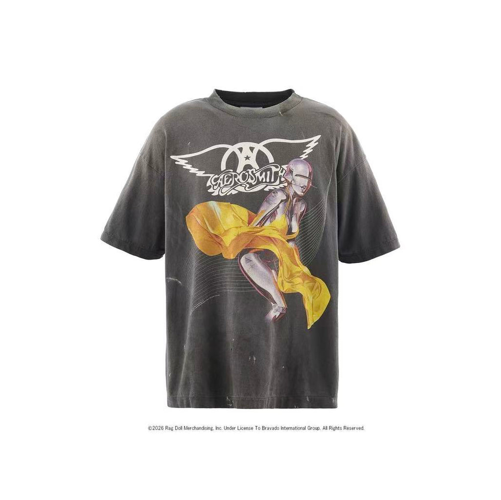 Saint Michael Aerosmith Robot Lady Vintage Washed Tee