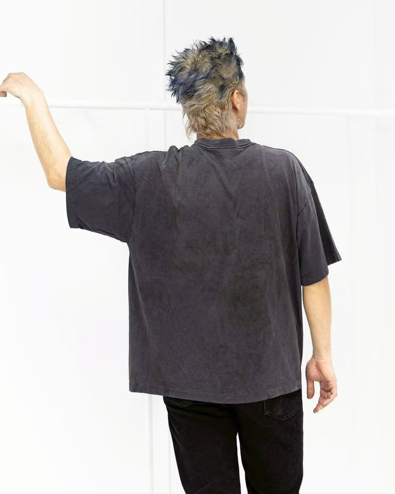 Saint Michael Vintage Tree Print Washed Black Tee