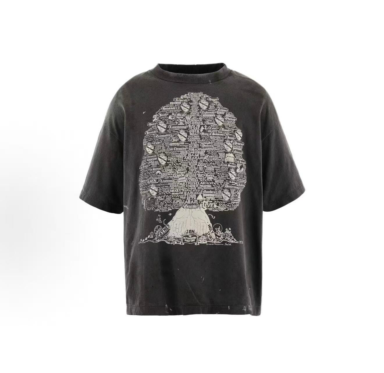 Saint Michael Vintage Tree Print Washed Black Tee