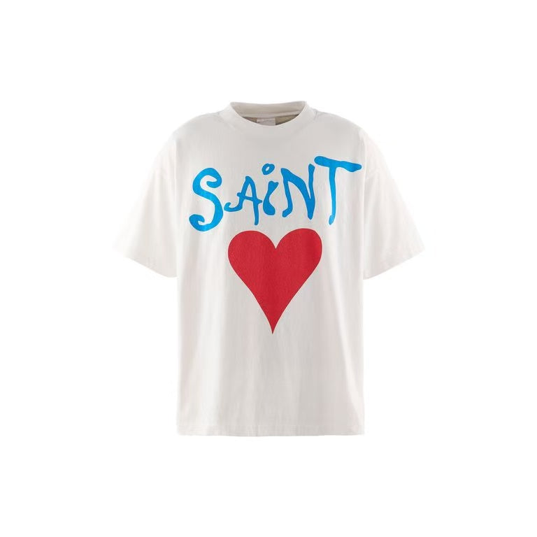 Saint Michael Red Heart Handwritten White Tee