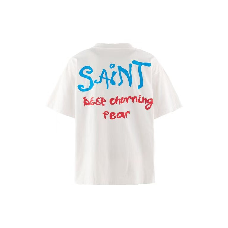 Saint Michael Red Heart Handwritten White Tee
