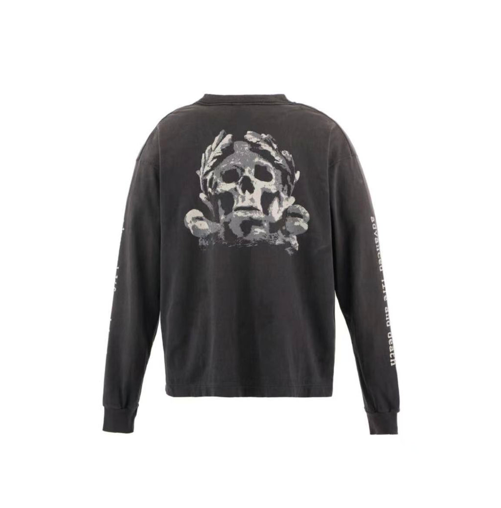 Saint Michael Higher Vibrations Washed Black Long Sleeve Tee