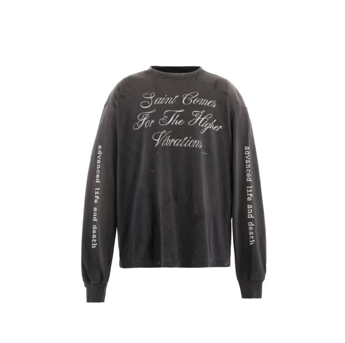 Saint Michael Higher Vibrations Washed Black Long Sleeve Tee