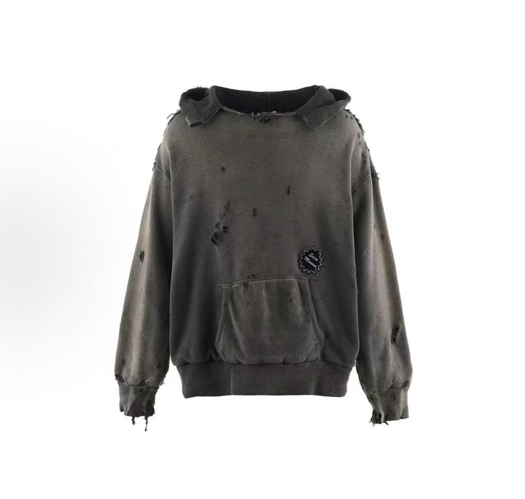Saint Michael Patch Logo Distressed Washed Hoodie
