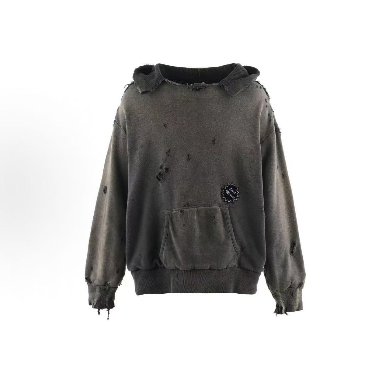 Saint Michael Patch Logo Distressed Washed Hoodie