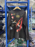 Saint Michael Star Wars Space Battle Washed Black Long Sleeve Tee