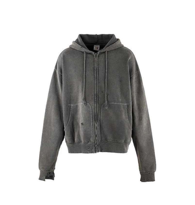 Saint Michael Vintage Distressed Zip‑Up Hoodie