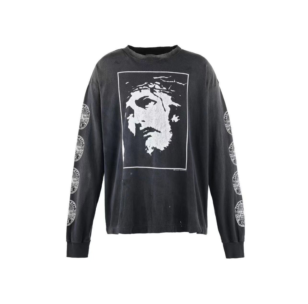 Saint Michael Sacred Love Saint Washed Black Long Sleeve Tee