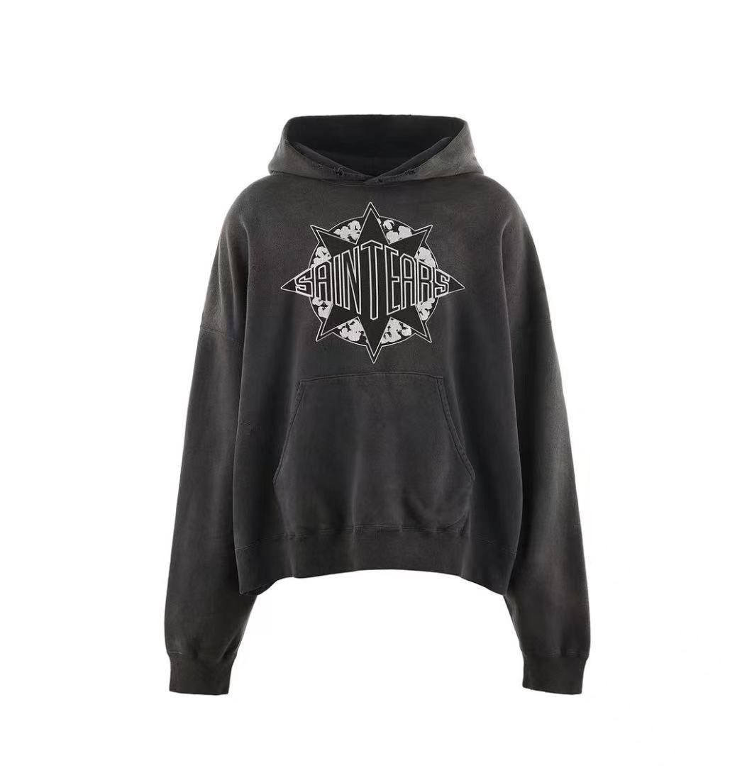 Saint Michael Saint Tears Star Graphic Washed Hoodie