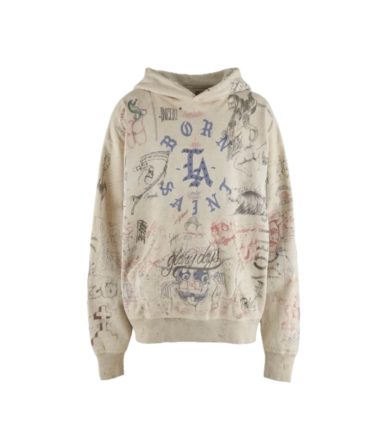 Saint Michael Born LA Saint Sketch Print Hoodie