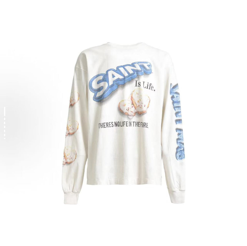 Saint Michael Saint Is Life Vintage White Long Sleeve Tee