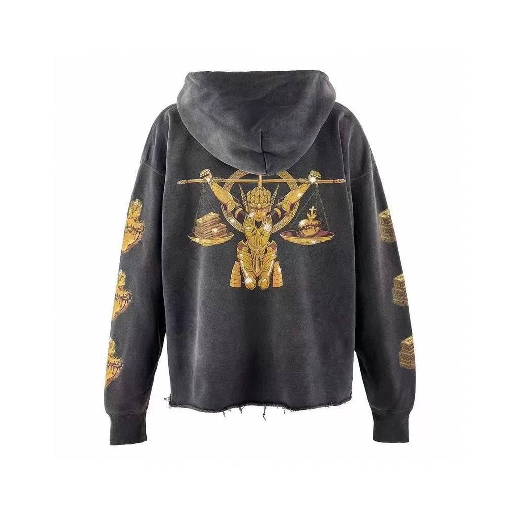 Saint Michael Anime Warrior Graphic Washed Hoodie