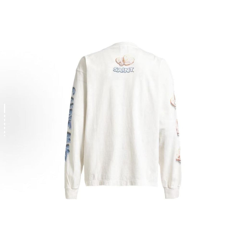 Saint Michael Saint Is Life Vintage White Long Sleeve Tee