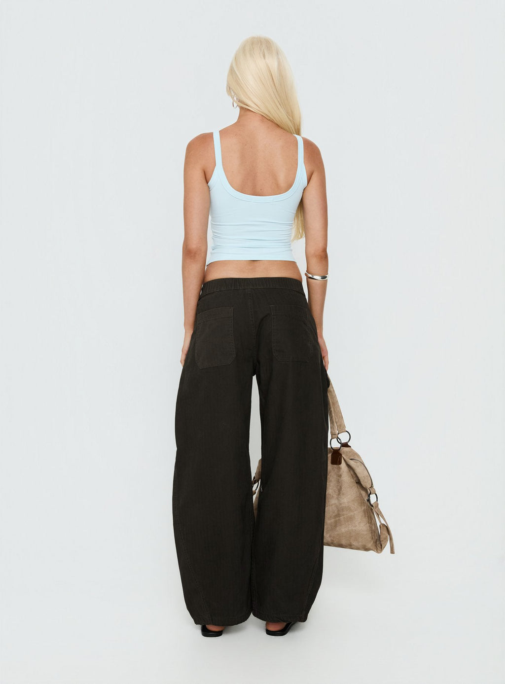 Selective Memory Low Rise Wide Leg Cargo PantszDark Charcoal