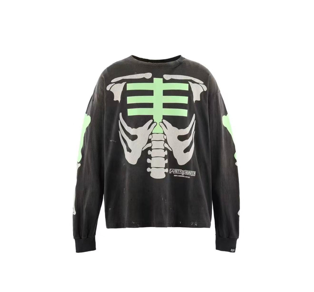 Saint Michael Skeleton Ribcage Washed Long Sleeve Tee