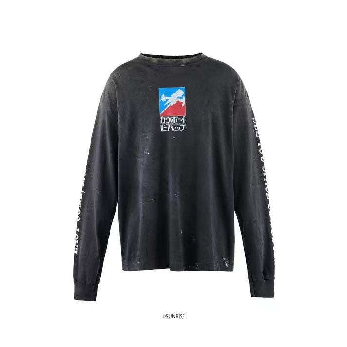 Saint Michael Cowboy Bebop Spaceship Vintage Black Long Sleeve Tee