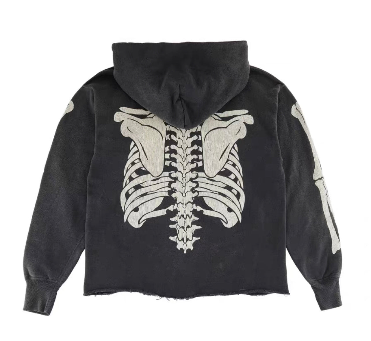 Saint Michael Skeleton Ribcage Distressed Hoodie