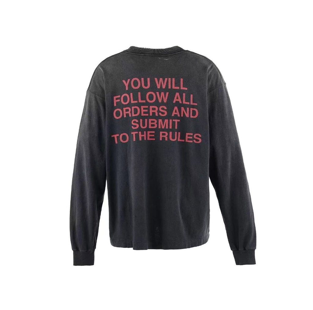 Saint Michael Complete Control Vintage Washed Black Long Sleeve Tee