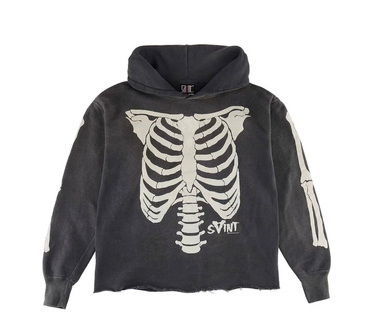 Saint Michael Skeleton Ribcage Distressed Hoodie