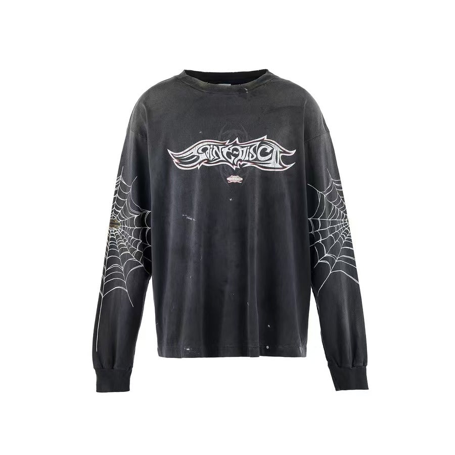 Saint Michael Insanity Spider Web Vintage Washed Long Sleeve Tee