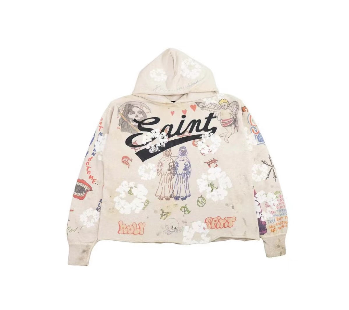 Saint Michael Full‑Print Vintage Graffiti Hoodie