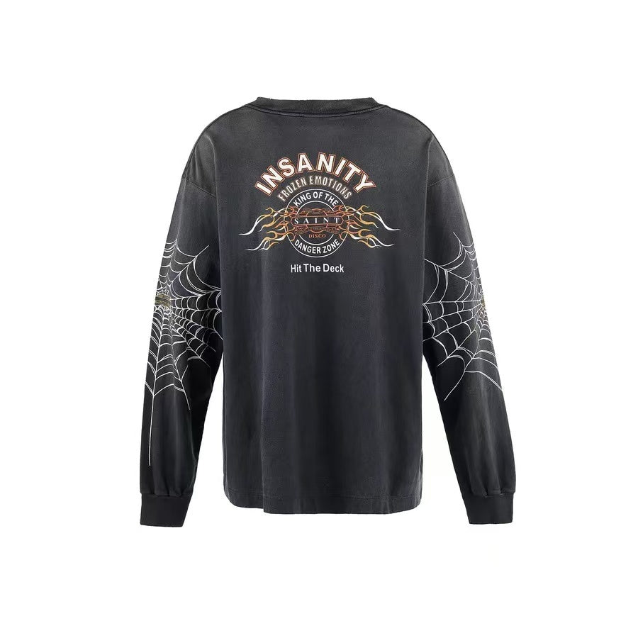 Saint Michael Insanity Spider Web Vintage Washed Long Sleeve Tee
