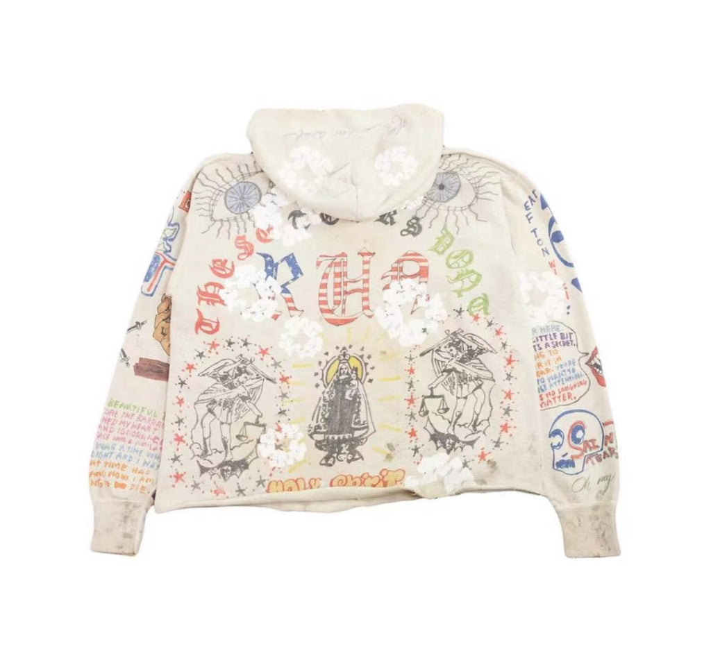 Saint Michael Full‑Print Vintage Graffiti Hoodie