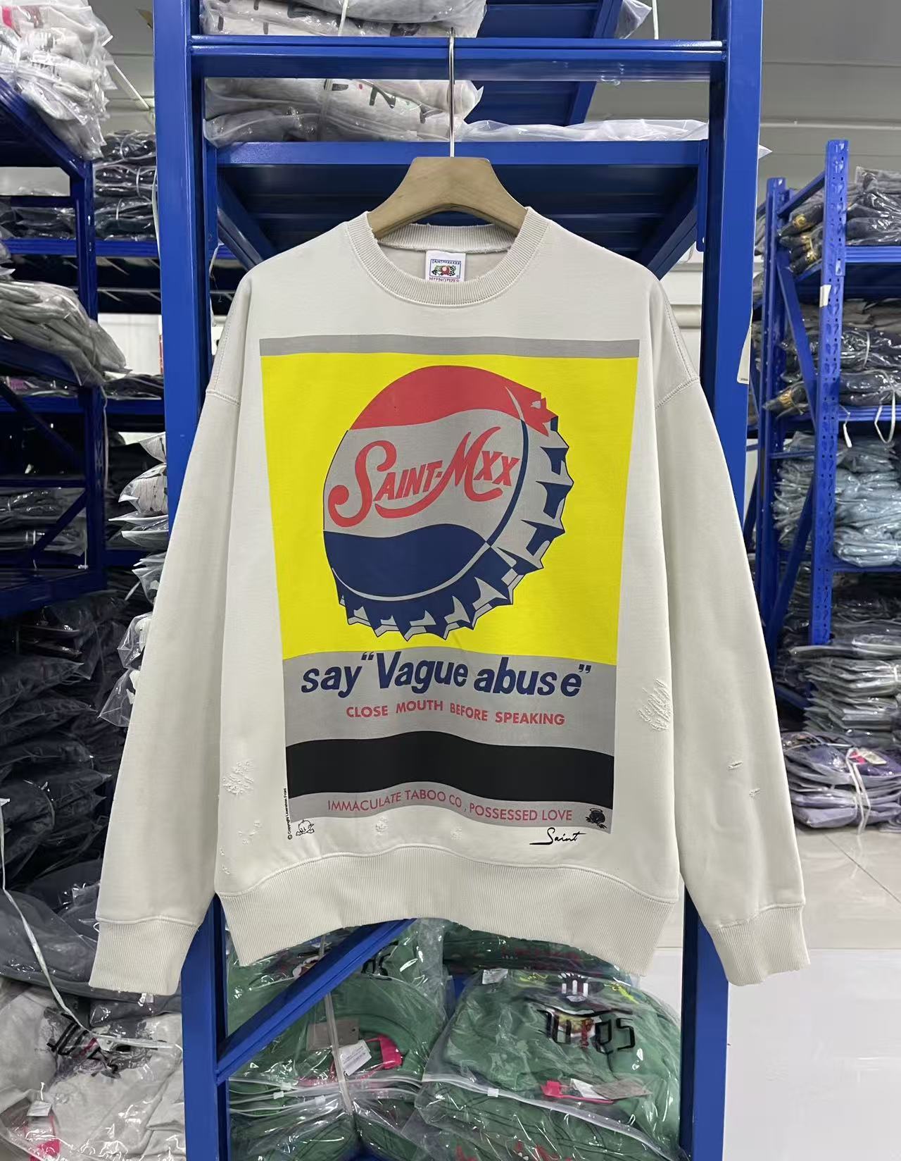 Saint Michael Bottle Cap Graphic Off‑White Crewneck