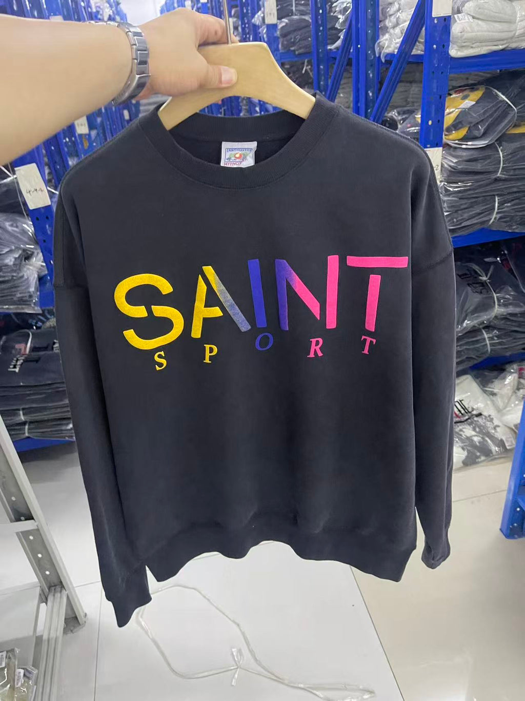 Saint Michael Saint Sport Colorful Logo Black Crewneck