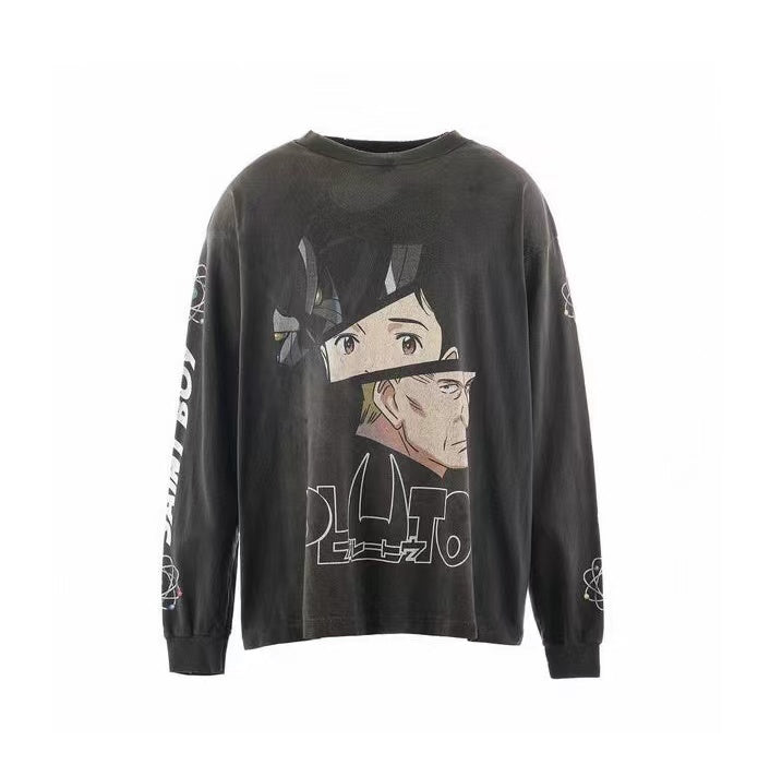 Saint Michael Pluto Anime Vintage Washed Long Sleeve Tee