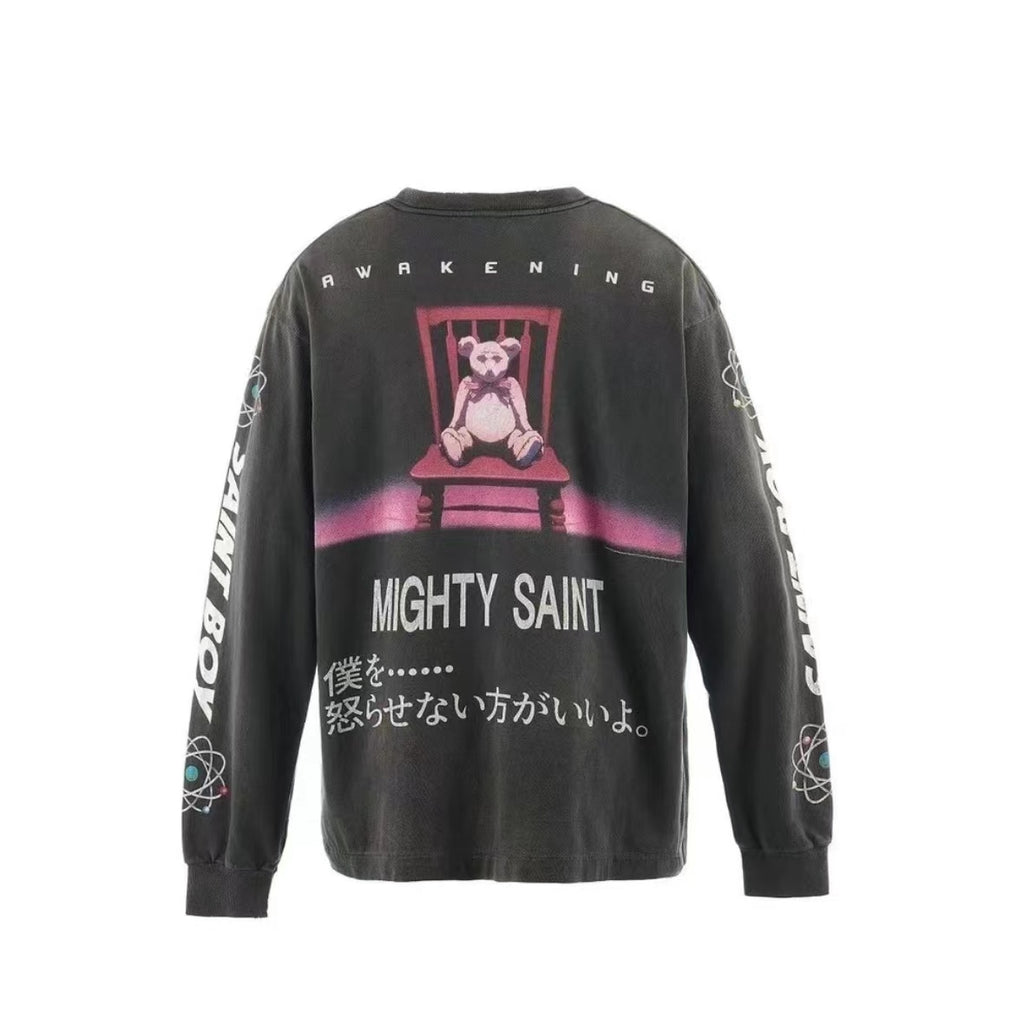 Saint Michael Pluto Anime Vintage Washed Long Sleeve Tee