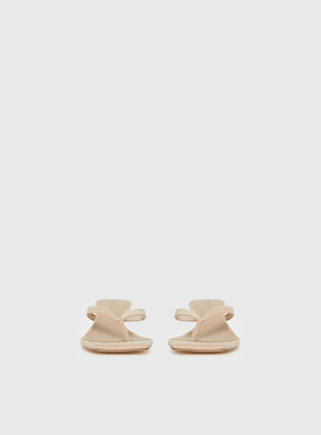 So Exclusive Faux Suede Thong Heels Tan