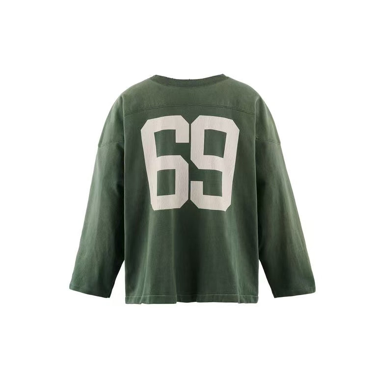 Saint Michael Wild God 69 Washed Football Long Sleeve Tee