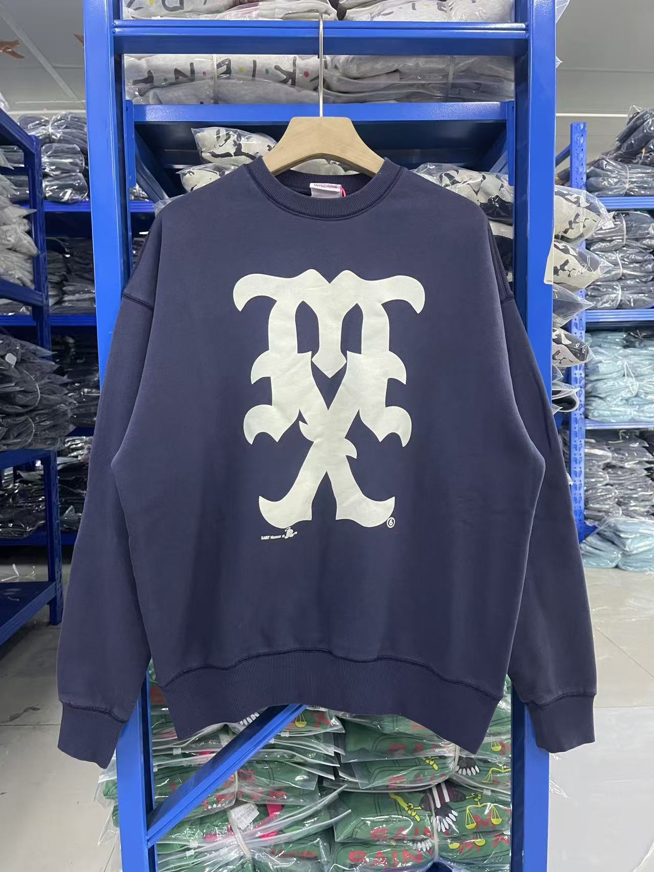 Saint Michael Gothic Monogram Navy Crewneck