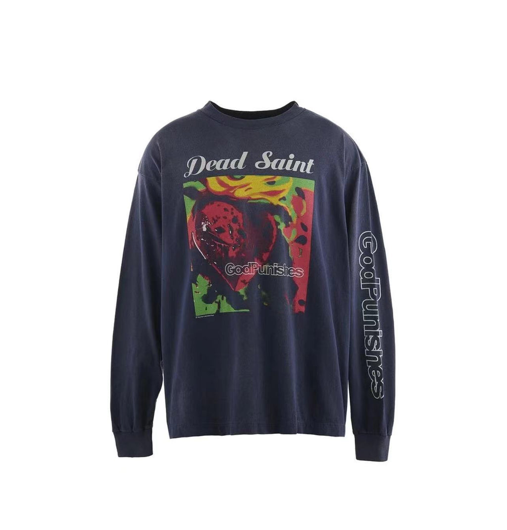 Saint Michael Dead Saint Retro Art Print Vintage Long Sleeve Tee