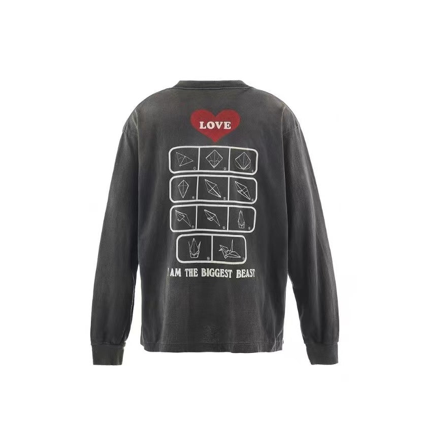 Saint Michael Love Neon Graphic Vintage Washed Long Sleeve Tee
