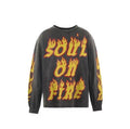Saint Michael Soul On Fire Flame Graphic Vintage Washed Long Sleeve Tee