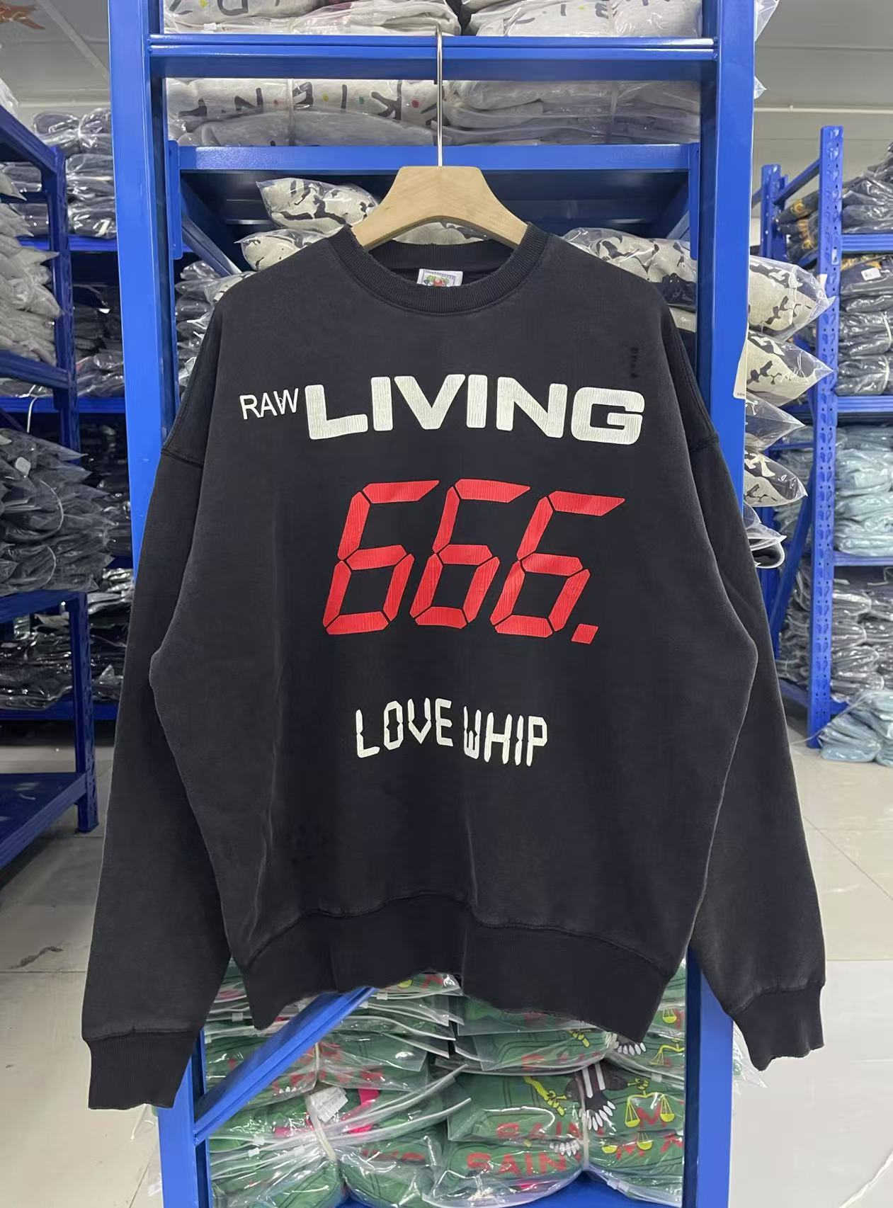 Saint Michael Living Text Print Black Crewneck