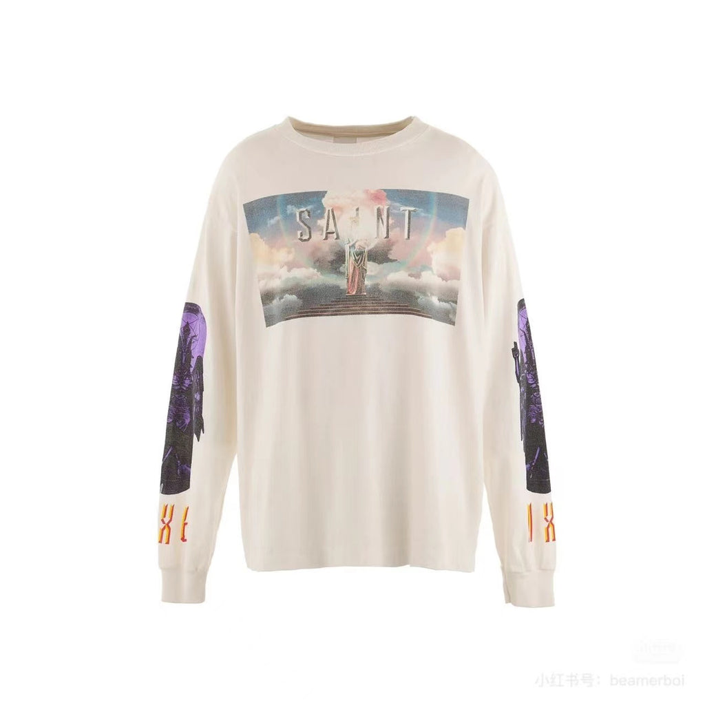Saint Michael Saint Pictures Cloud Statue Vintage Long Sleeve Tee