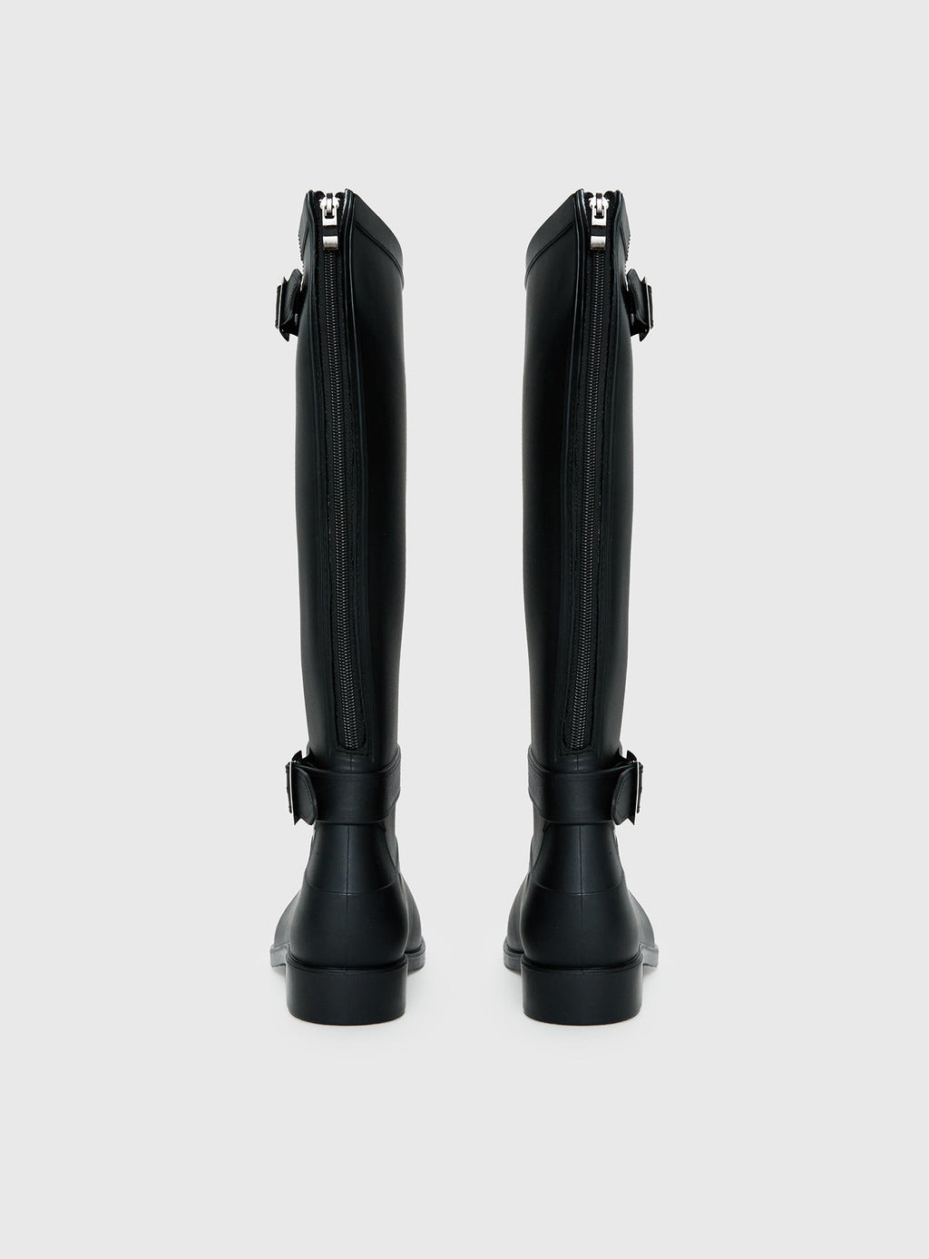 Elvera Buckle Detail Rubber Gumboots Black