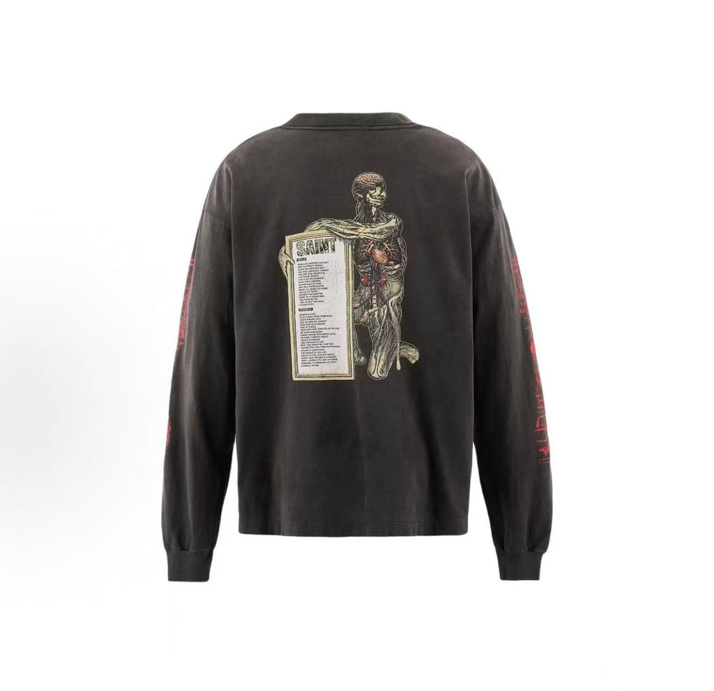 Saint Michael Vintage Anatomy Art Washed Long Sleeve Tee