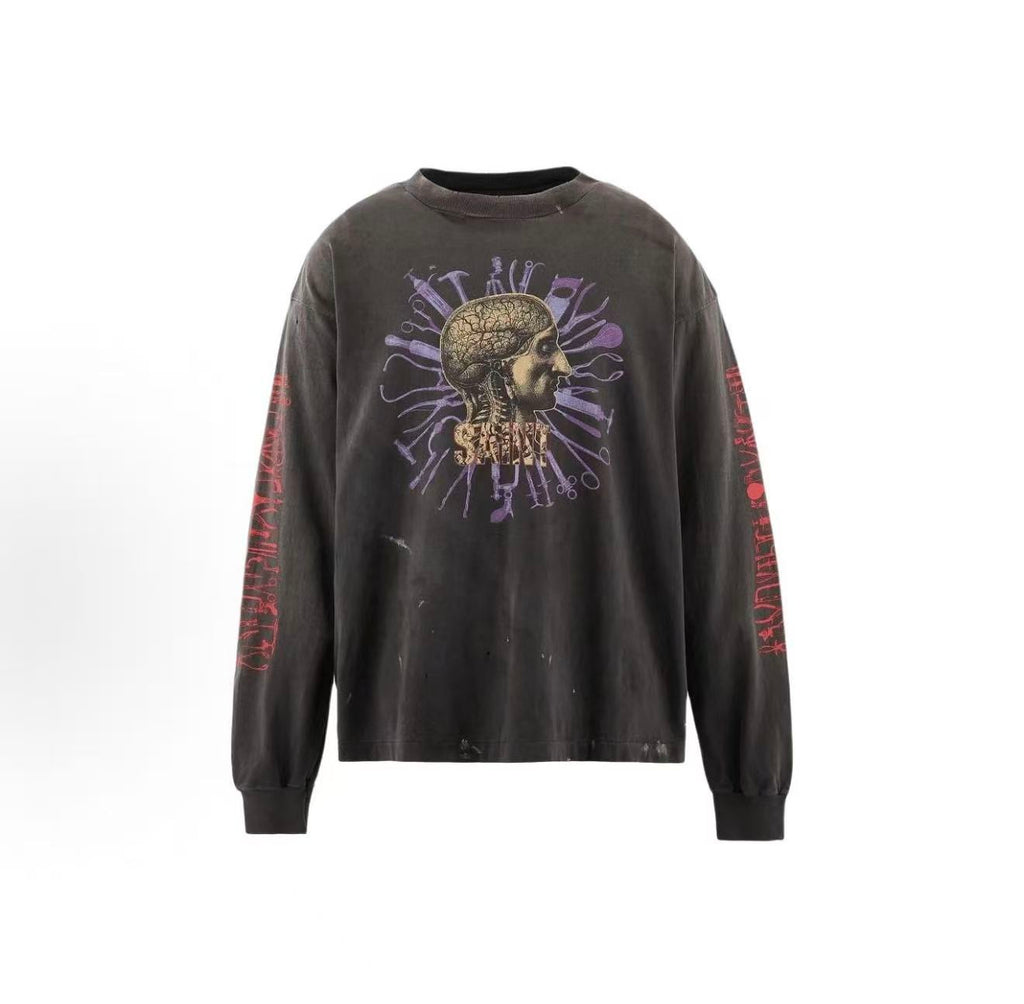 Saint Michael Vintage Anatomy Art Washed Long Sleeve Tee