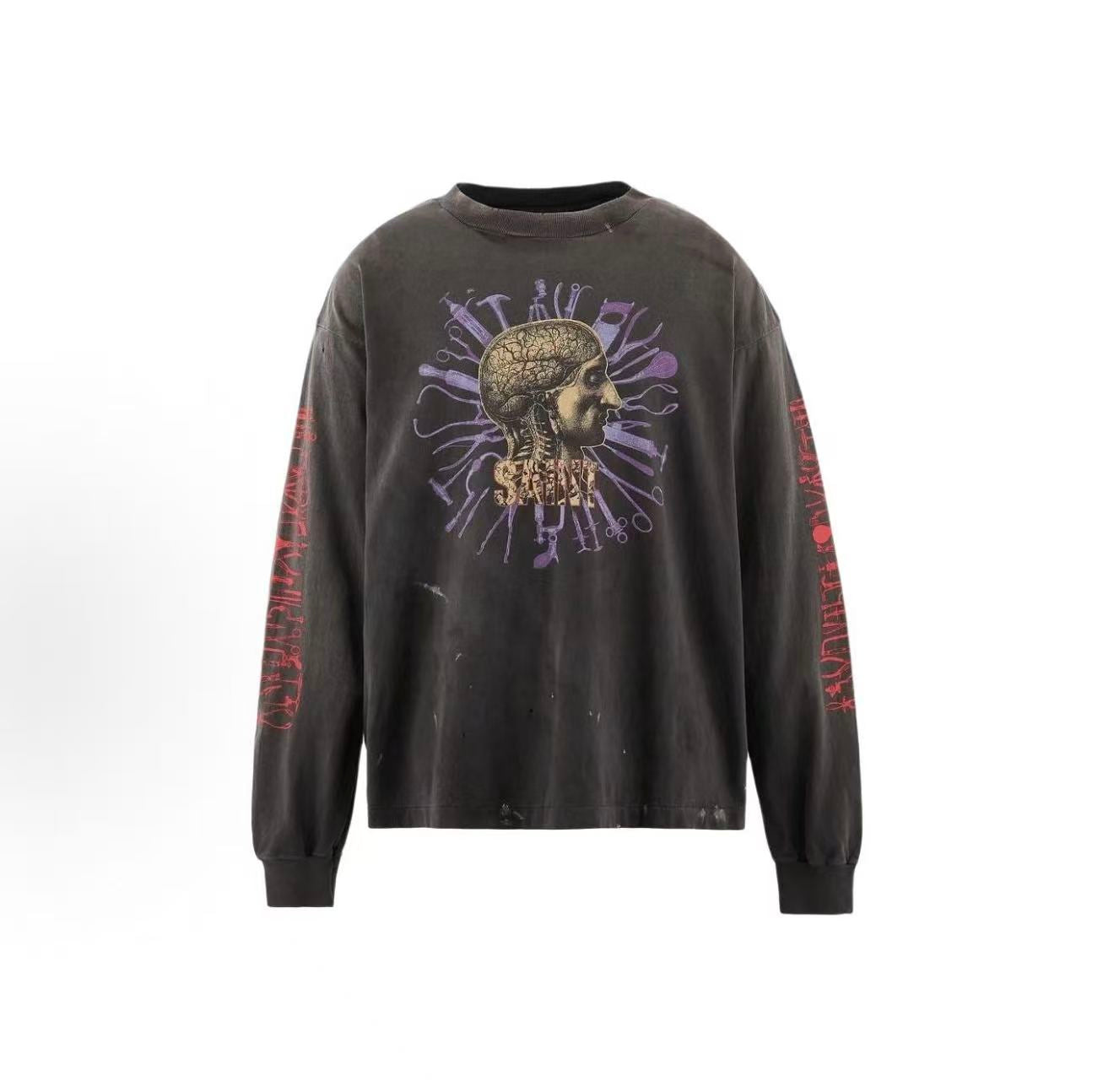 Saint Michael Vintage Anatomy Art Washed Long Sleeve Tee
