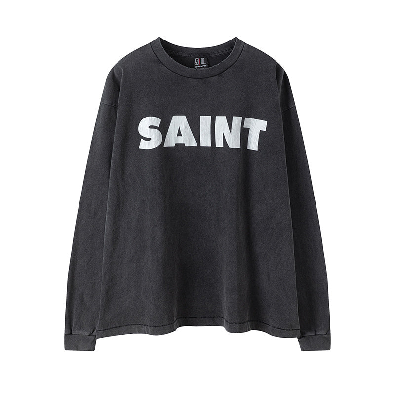Saint Michael Bold Saint Logo Vintage Washed Long Sleeve Tee