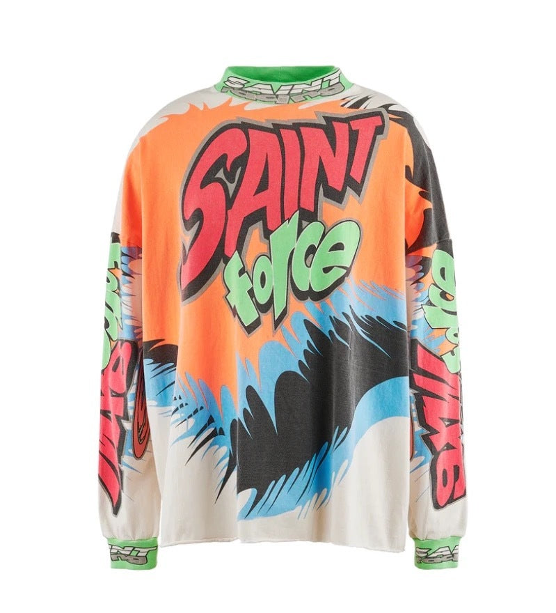 Saint Michael Saint Force Neon Graffiti Racing Long Sleeve Tee