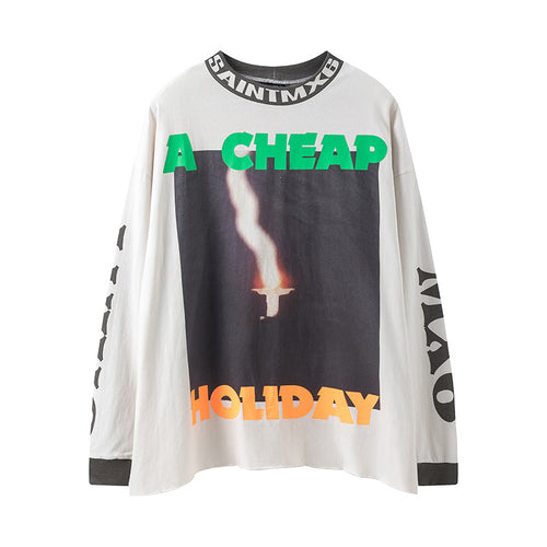 Saint Michael A Cheap Holiday Slogan Mock Neck Long Sleeve Tee