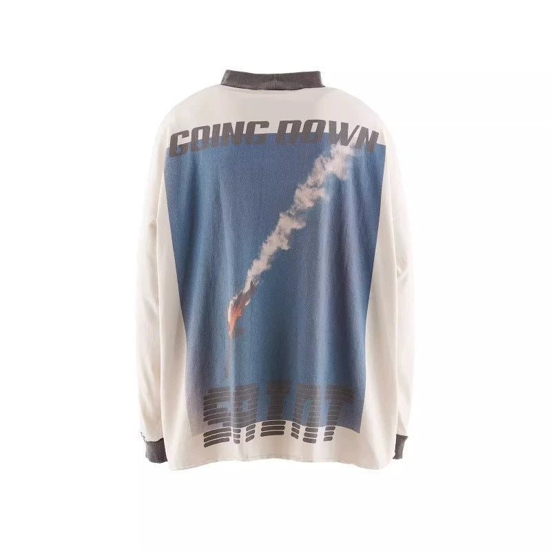 Saint Michael Going Up & Going Down Photo Print Mock Neck Long Sleeve Tee