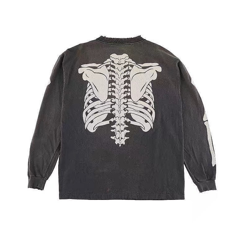 Saint Michael Skeleton Ribcage Vintage Washed Long Sleeve Tee