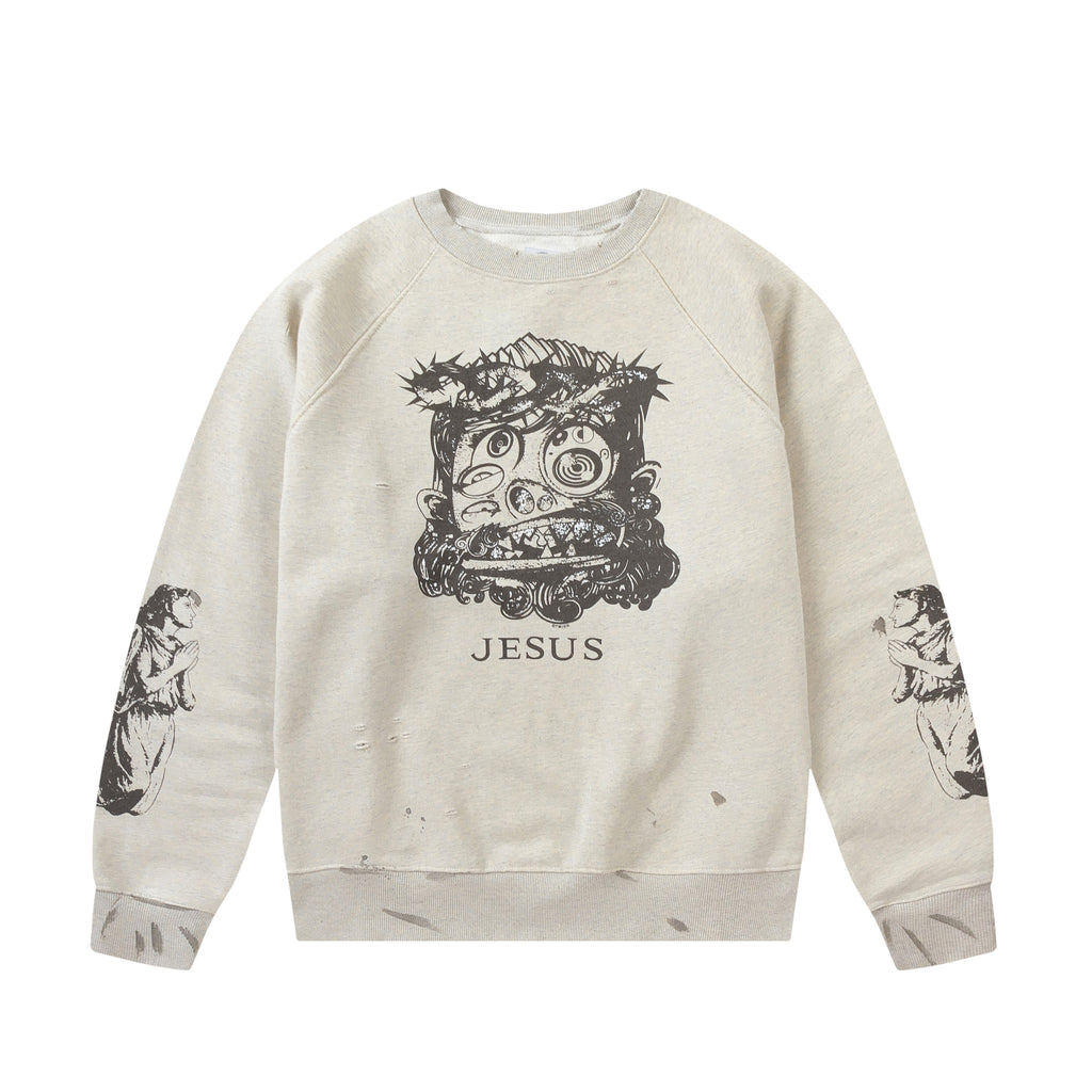 Saint Michael Jesus Distressed Vintage Crewneck Sweatshirt